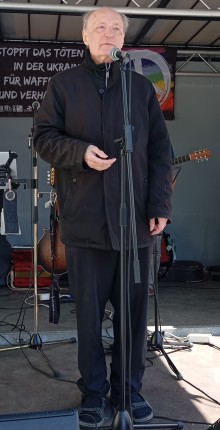 Eugen Drewermann, Ulm, Ostermarsch 2024. Bild: Sergej Perelman 